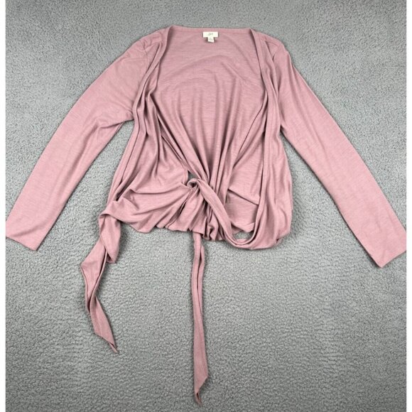 J. Jill Women's Shirt Pink Long Sleeve Low Cut True Wrap Top Deep V Neck Small - Picture 2 of 10